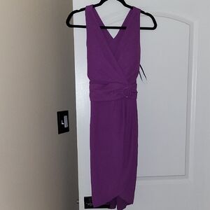 Guess Purple Sleeveless Wrap Midi Dress with Ring Accent